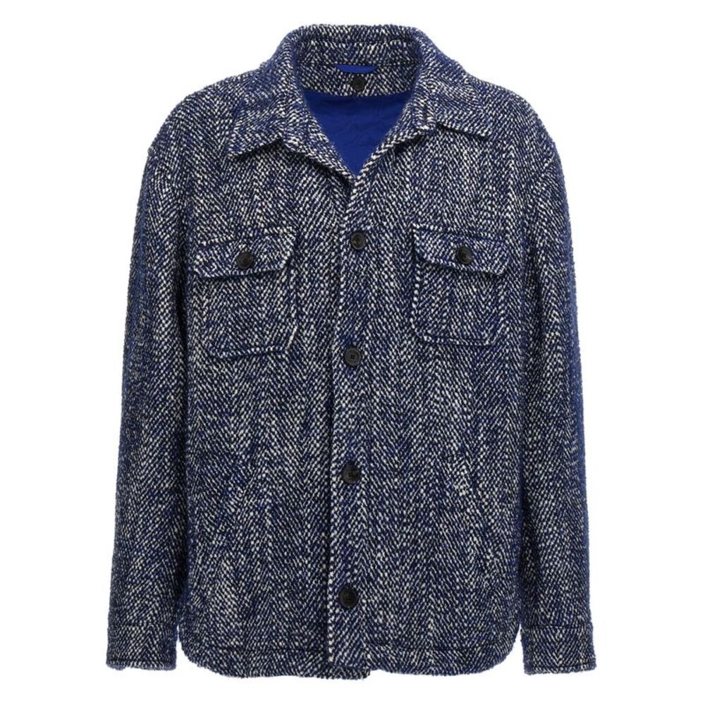 Etro Blue Wool Full-Length Men's Jacket
